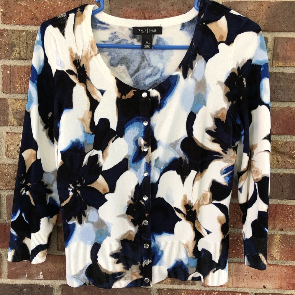 WHBM 3/4 sleeve floral cardigan-medium
